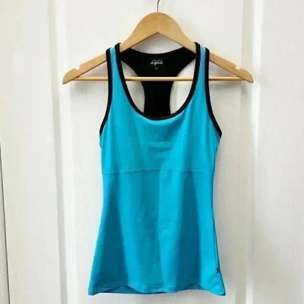La Vie en Rose Workout Tank Top and Shorts 2 PC Activewear  Set Blue Black XS/S - Picture 4 of 12